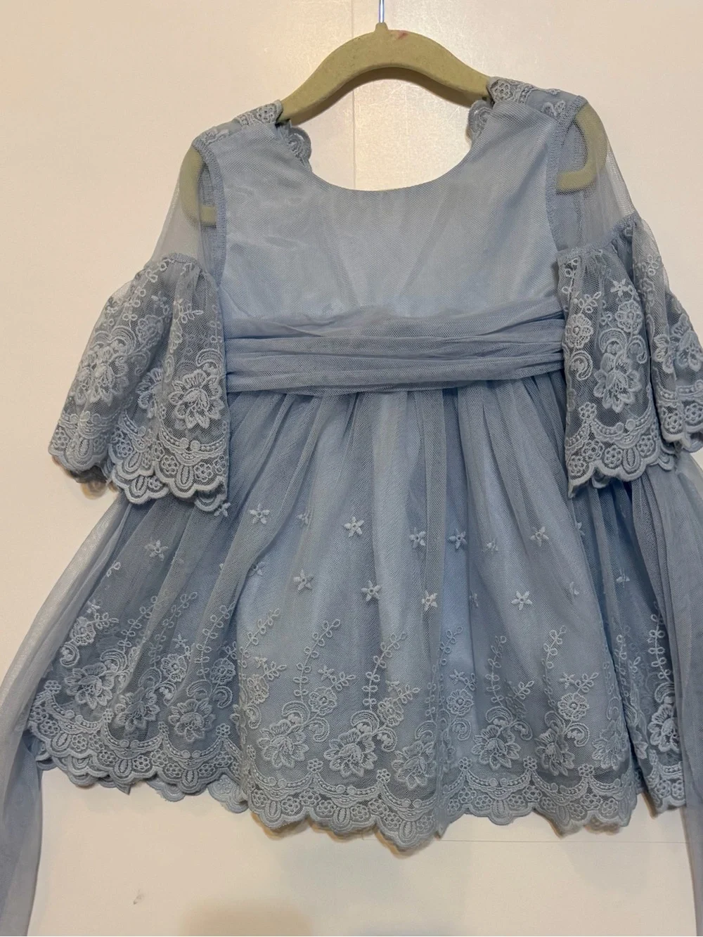 Girls Powder Blue Lace & Tulle Formal Dress party holidays floral design